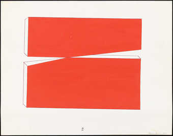 A red geometric study for a sculpture.