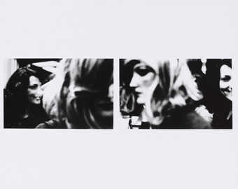 Two images on one sheet.  Close up shots of women's heads.