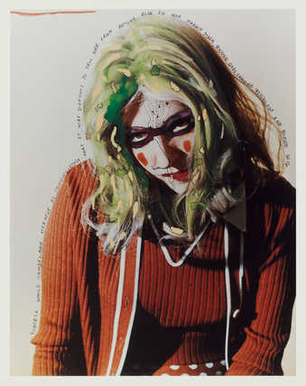 Roberta face with superimposition of handwriting and other graphics.