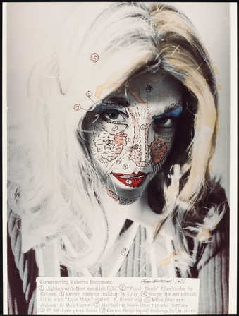 Roberta's face with painted superimposed additions and insert "constructing Roberta...