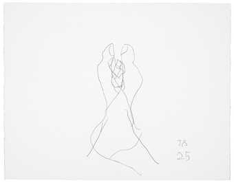 A line drawn image of two feet, resting on the heels, with toes pointed upwward.