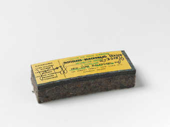 blackboard eraser with paper label