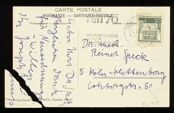 Old Swiss postcard with handwritten additions. Beuys wrote a message and mailed this card to...