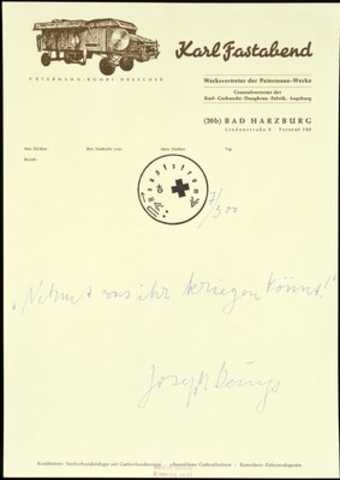 The idea for the print came during the permanent political office in documenta 5 at Kassel when...