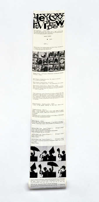 Offset black on glossy white paper; printed both sides; rolled; a "first Fluxus newspaper...