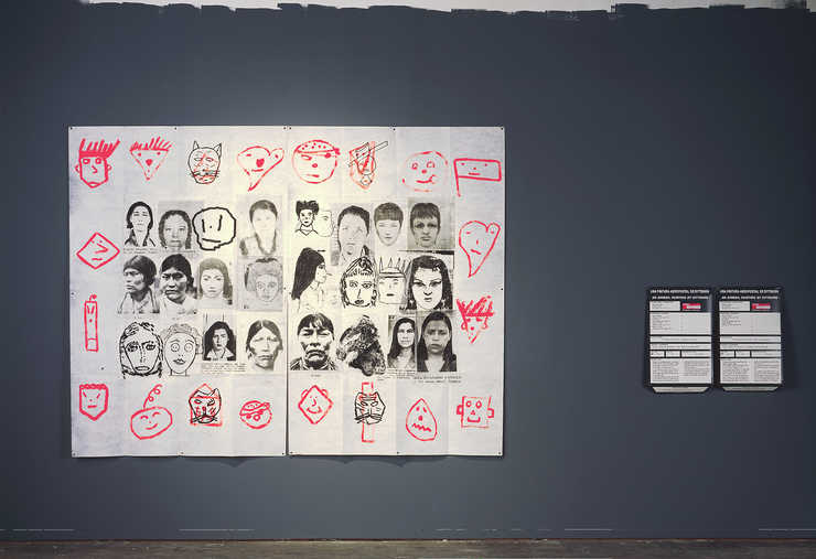 two works on fabric mailed in large envelopes from artist.  Fabric pieces consist of painted...