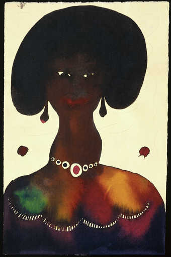 An image of a woman wearing a necklace and earrings.