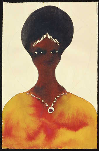 An image of a woman wearing a necklace and head band