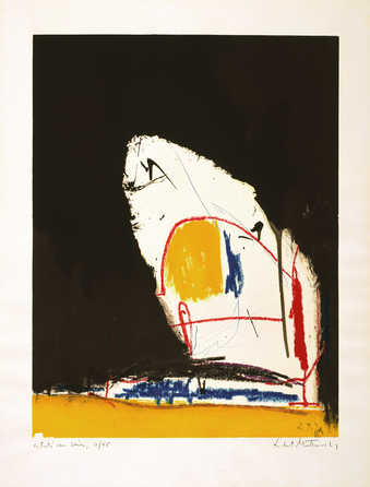 Collotype and photo screenprint printed in yellow, blue, red, purple, black, and brown.  A...