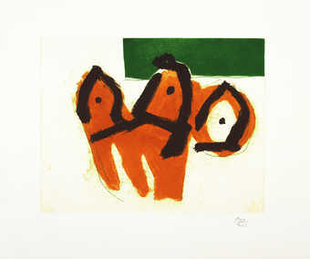 Aquatint from one copper plate printed in ochre; soft-ground etching from one zinc plate printed...