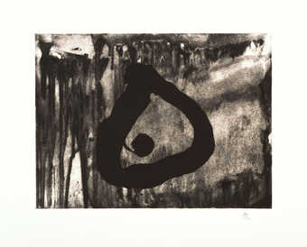 A carborundum ground plate (acrylic) printed in black; caborundum line plate (copper) printed in...