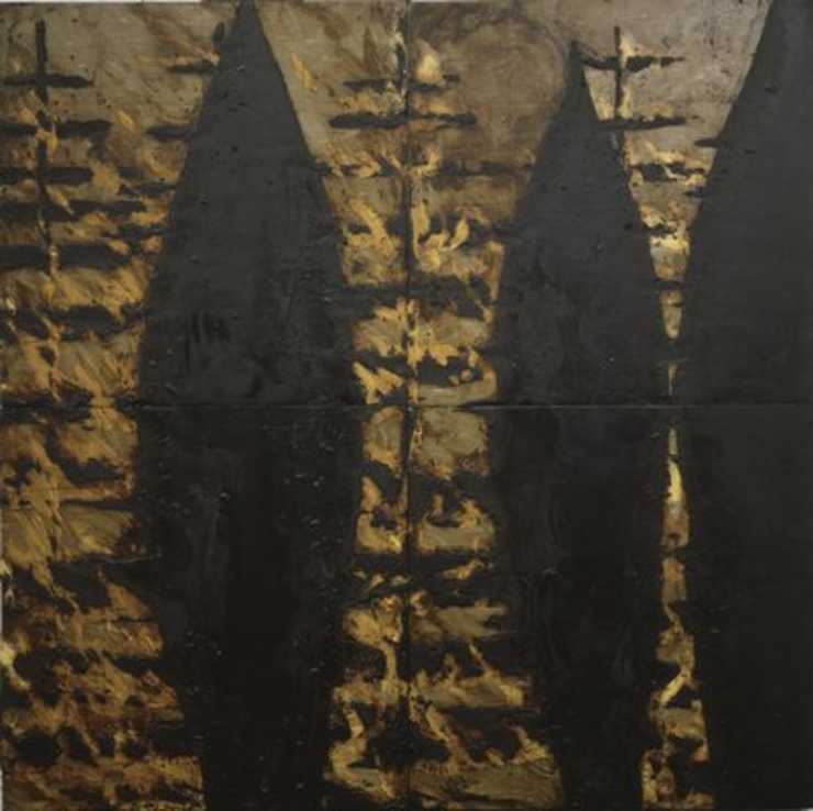 orange and brown abstract compositions resemble fire