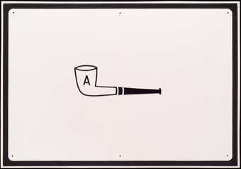 image of pipe at center with "A" painted on bowl