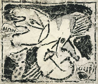 abstract line drawings of faces and birds