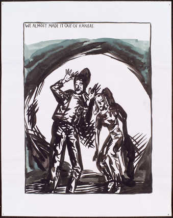 two figures standing on top of a hill