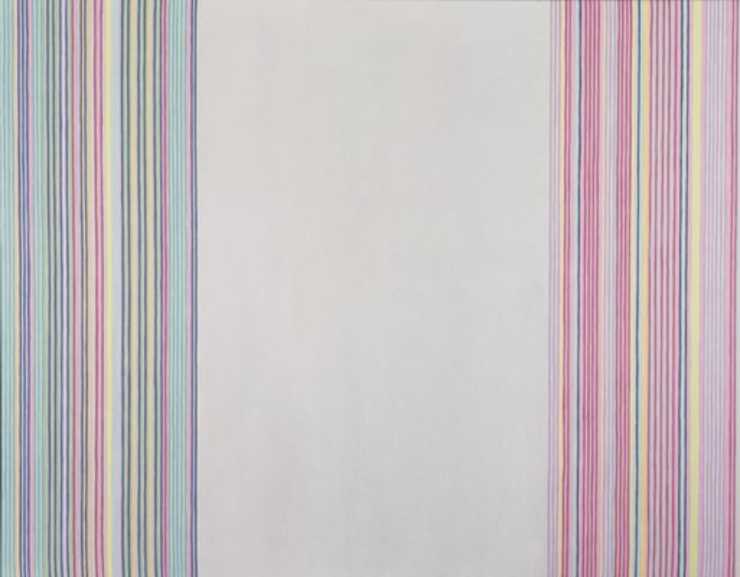 thin pastel-colored stripes left and right edges with blank space at center