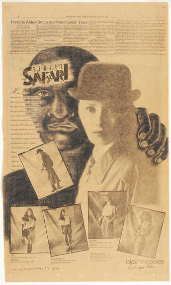 An image of a black male incorporated into a fashion advertisement for "Street Safari"...