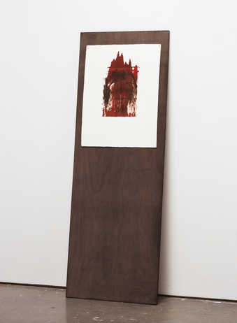 An image of a face overprinted with red.