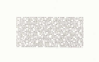 Black dot-matrix lettering on white paper. Text is German.