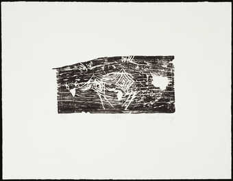 black and white woodcut on paper