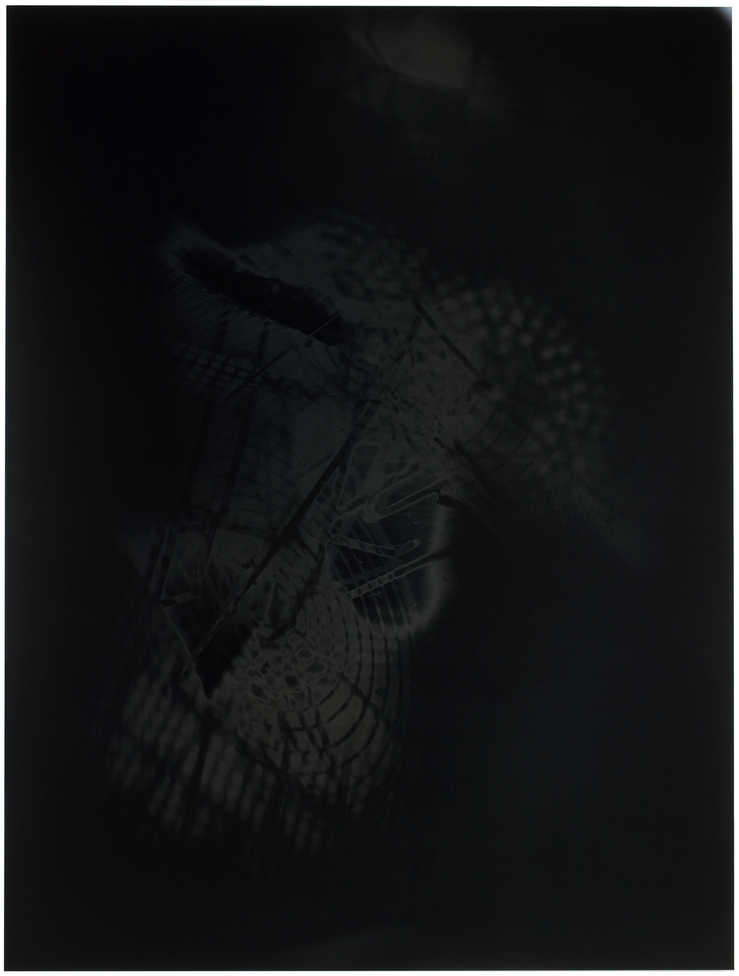 A black and grey photogram