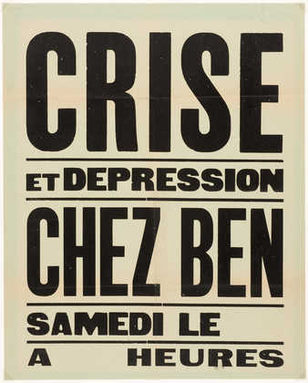 Black letterpress on green paper; poster announcing an event.