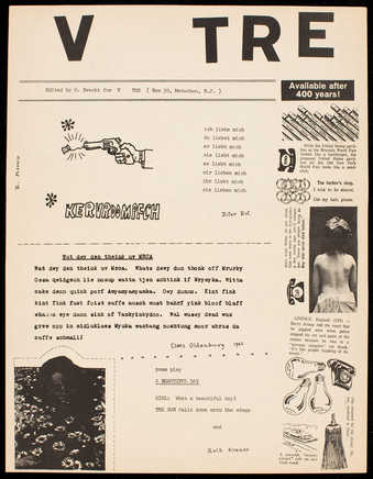 Black print on white paper; printed both sides; A pre-Fluxus publication edited, published and...