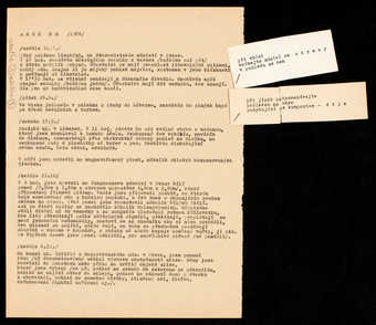 Yellowed paper with black type; 2 small pieces of paper stapled to the upper right side; text is...