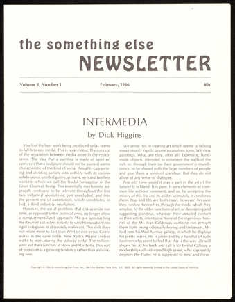 14 issues of the newsletter for Something Else Press, with essays by Higgins and others. Includes...
