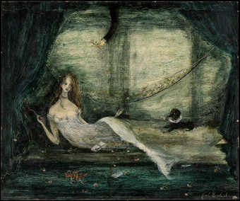 lady in gown reclining in pullman car