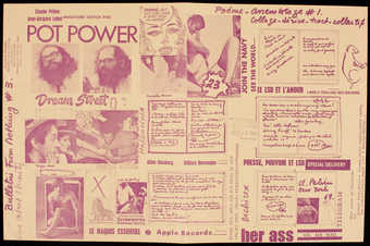 Tan card stock with red print; text is in English and French.  On one side, sales flyer for City...