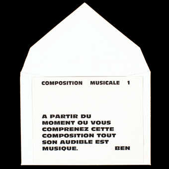 (.1)White envelope (.2) containing a white glossy card with black print; printed "event...