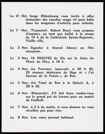 .1 - white folder.2-.16 -15 white cards with black print.  The text is in French.