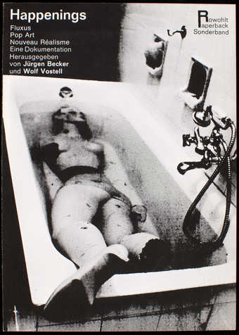 Glossy white paper with black print; inside black print on purple background;  Text is in German....